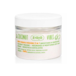Ziaja Coconut Vibes 2in1 smoothing and exfoliating Peeling & body mousse 270 ml Ziaja Coconut Vibes 2in1 smoothing and exfoliating Peeling & body mousse 270 ml